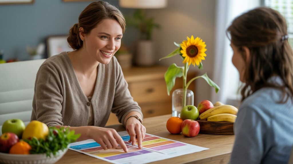 Dietitian providing nutrition counseling for weight loss at Ventura clinic